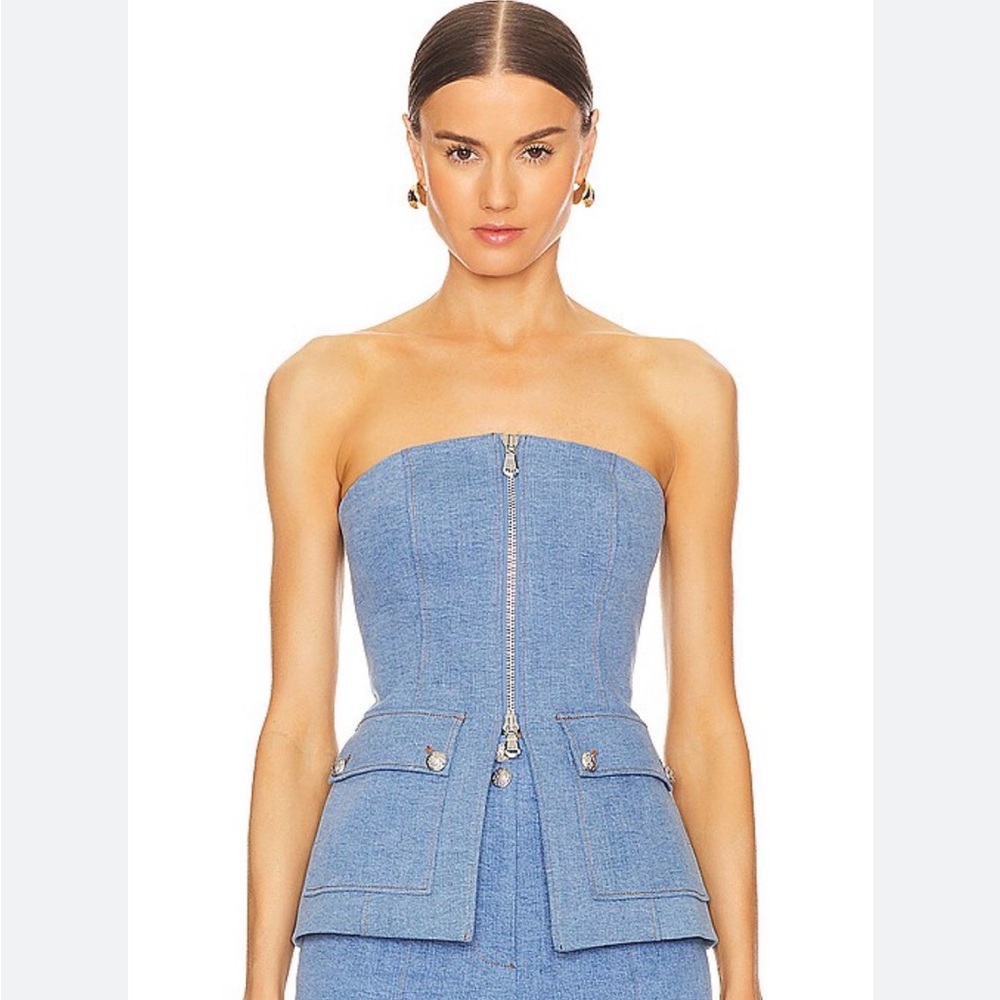 Veronica Beard Maeve Strapless Denim Bustier Top sz 6
